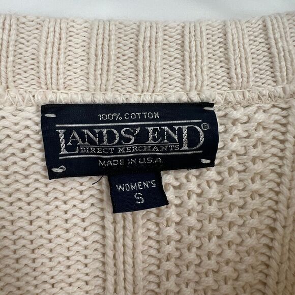Lands End Sweater Womens S American Flag Knit White Long Sleeve Striped - Picture 3 of 6
